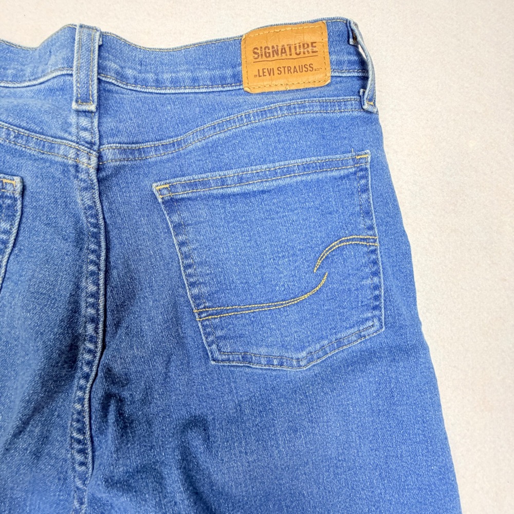 Signature by Levi Strauss Heritage High Rise Straight Distressed Jeans Blue 10 - Picture 9 of 11